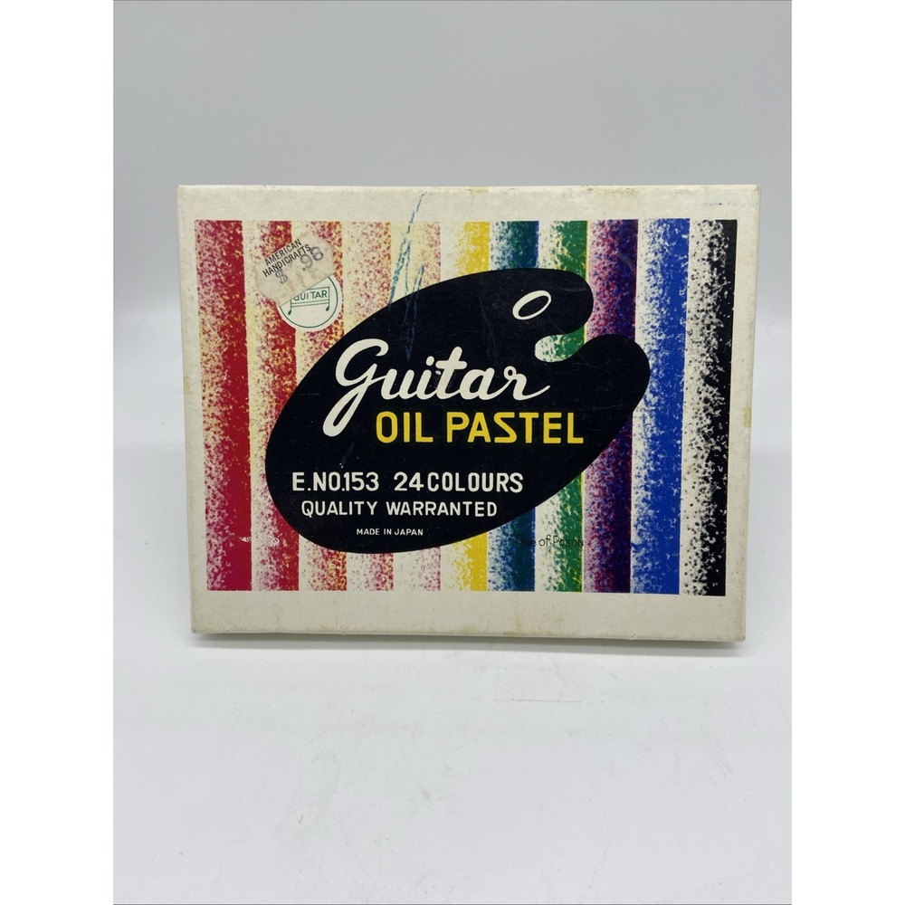 Vintage Guitar Oil Pastel Used Only 18 Colors Made In JAPAN Original Box
